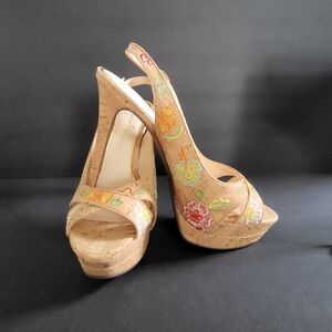 Jessica Simpson Women's Floral Cork Wedge Sandals